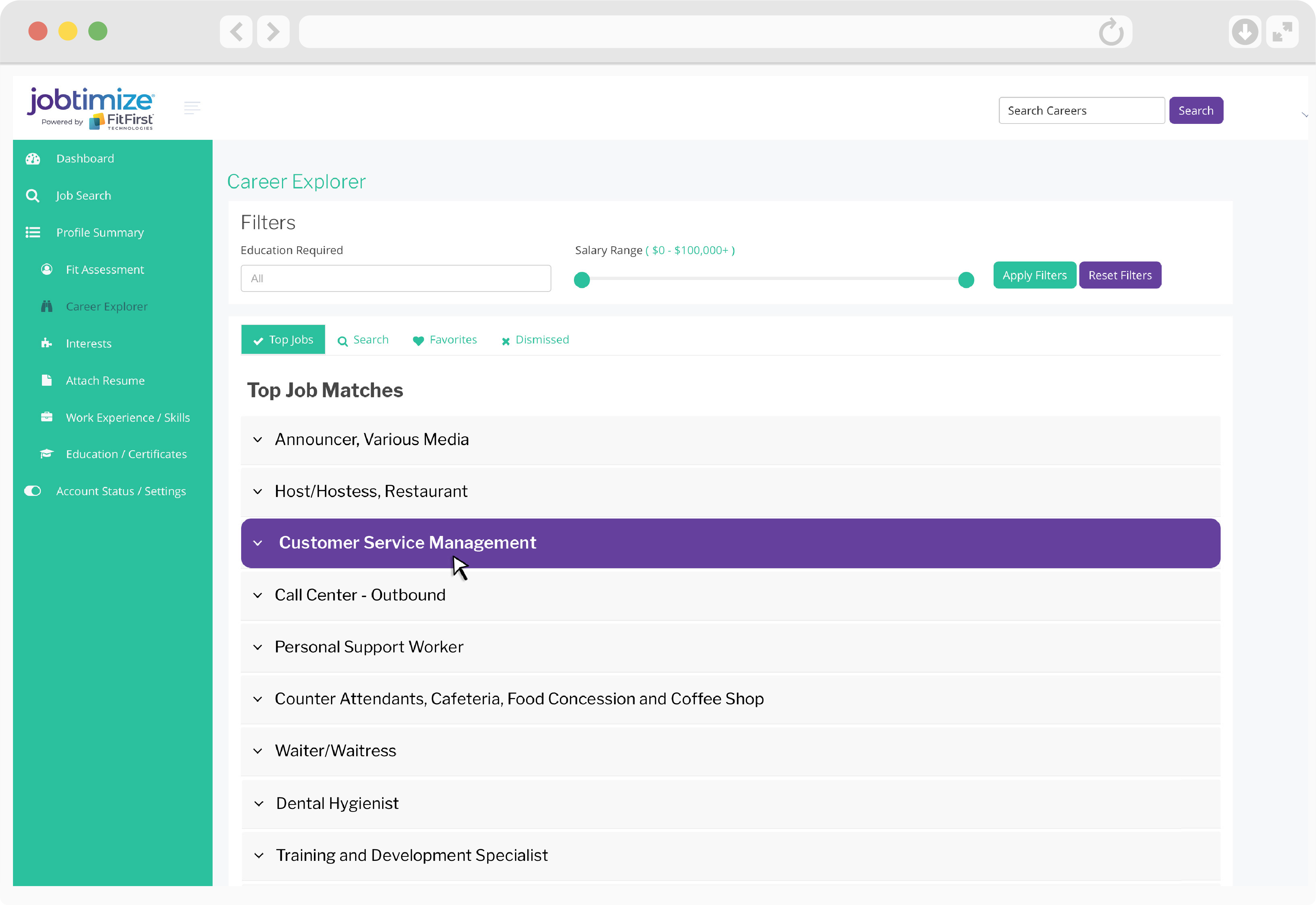 Jobtimize Career Explorer