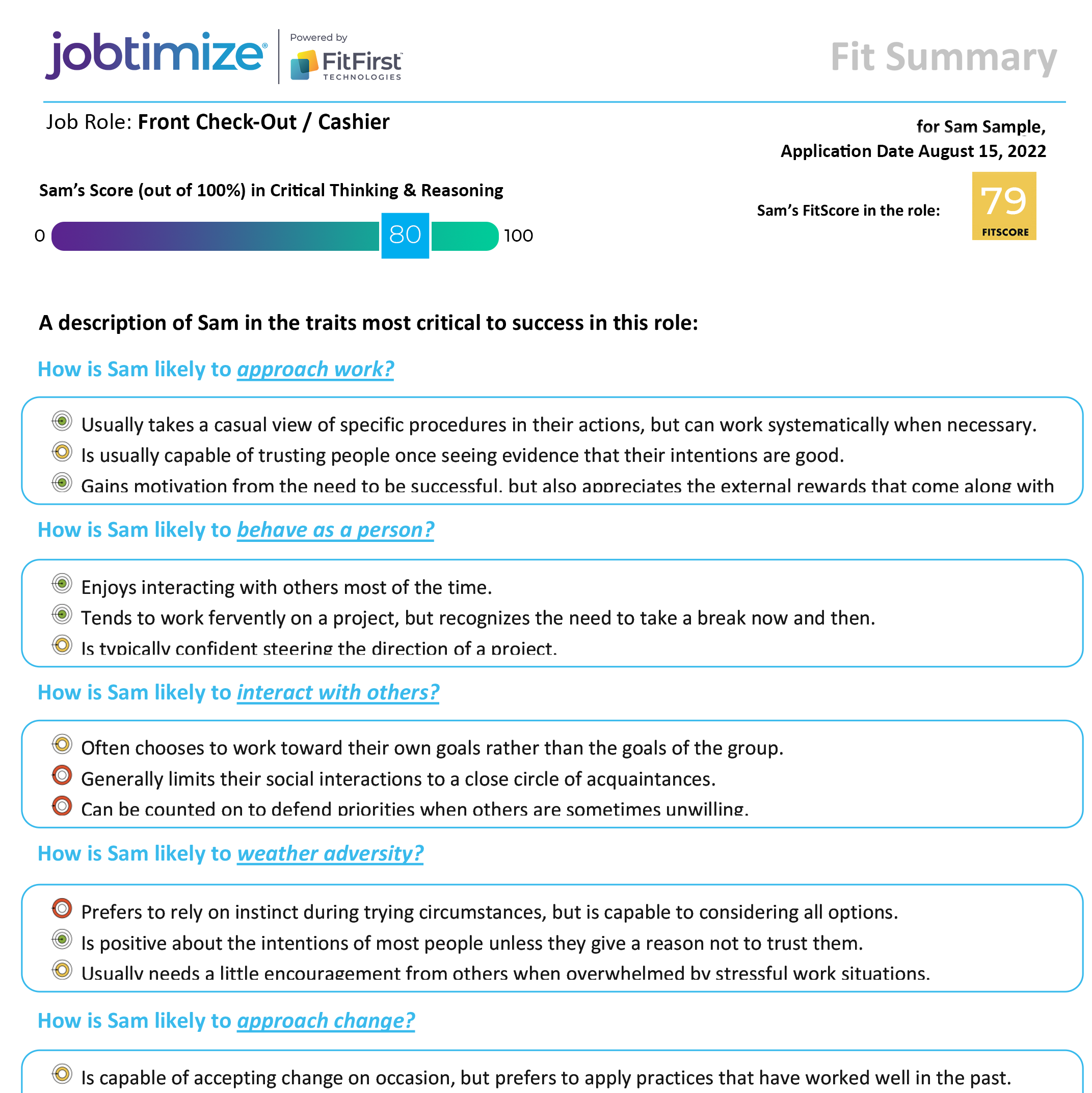 Jobtimize Fit Summary